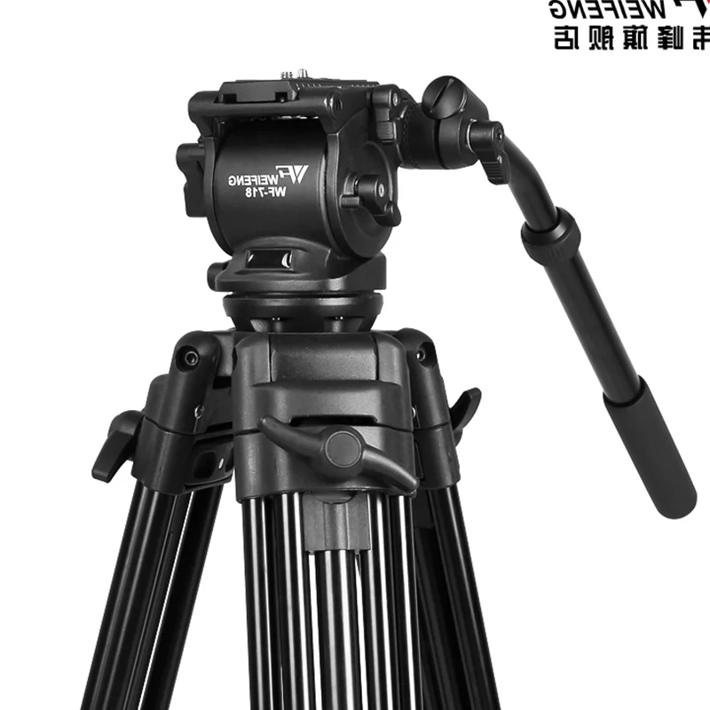 WF718 Professional Video Tripod DSLR Camera Heavy Duty Tripod with Fluid Pan Head 1.8m high Load 8kg WF-718 better than JY0508