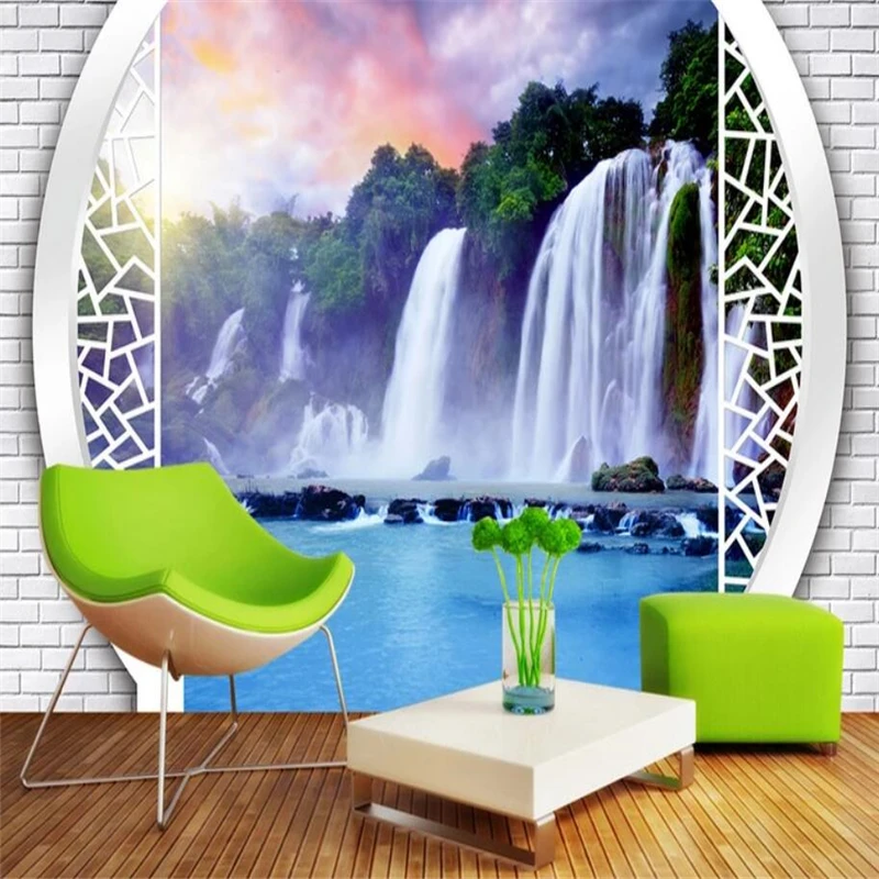 

3D waterfall scenery background wall