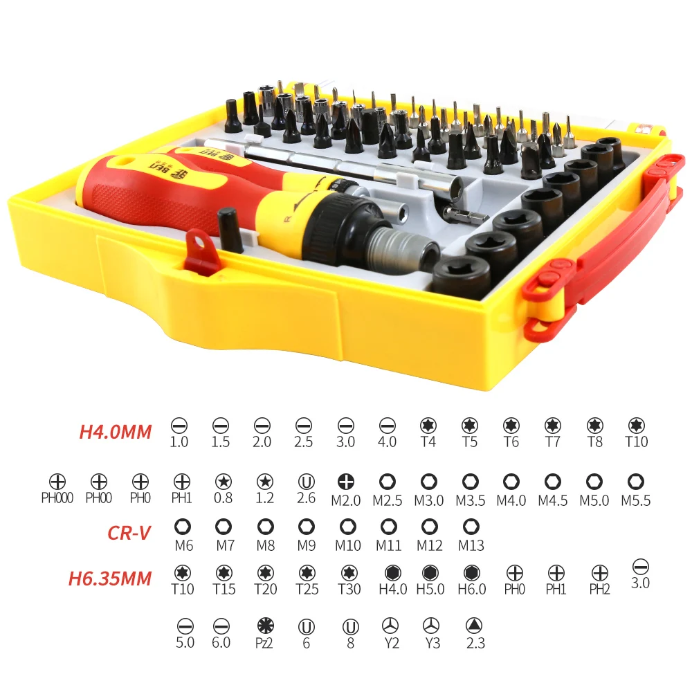 BST-2028B 64 pcs 듀얼 드라이브 다목적 스크루 드라이버 세트, 휴대 전화 ipad 카메라 산업용 수리 도구