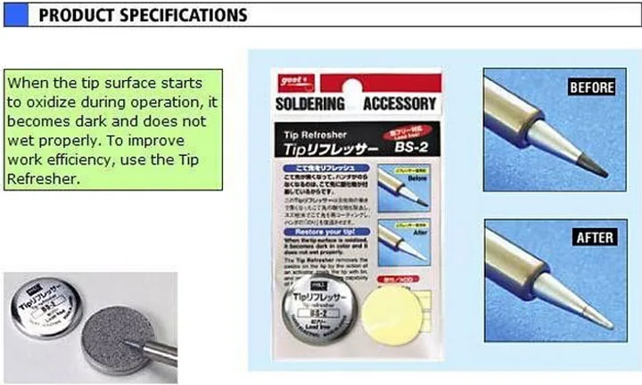 Japan GOOT BS-2 – crème de résurrection, régénération abrasive de la pointe à souder NW 9g RoHS, rafraîchissant, tête de fer à souder propre