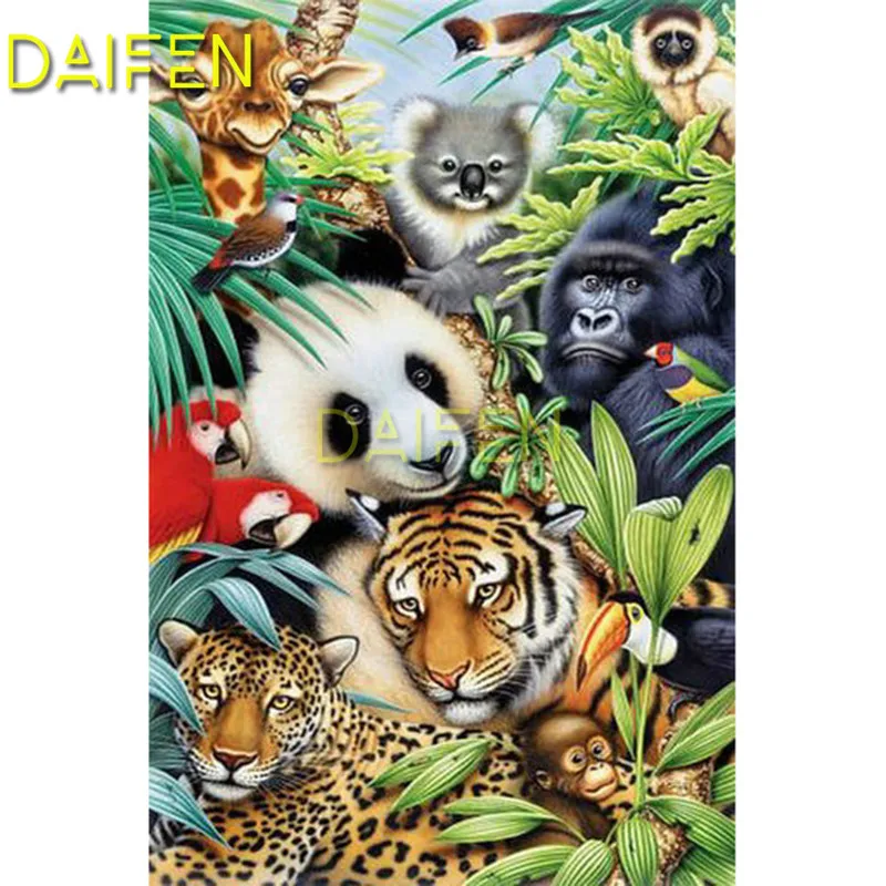 Full Round Diamond painting  3D Diamond mosaic Full Square Diamond embroidery Cross stitch Leopard Koala Parrot Orangutan panda