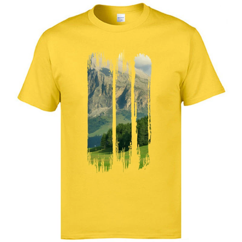 Fine Quality Father Tshirts Yamakawa Landscape Scenery Mountain 100% Cotton Unique Design T Shirt Oversized Cotton Tops T Shirts