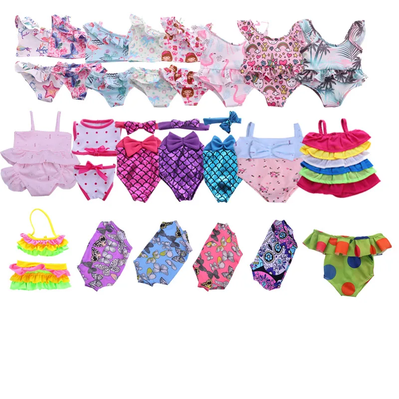 Doll Clothes Doll 15 Pcs Swimsuit Different Styles For 18 Inch American Doll & 43 Cm Born Doll Accessories  For Generation Girl`