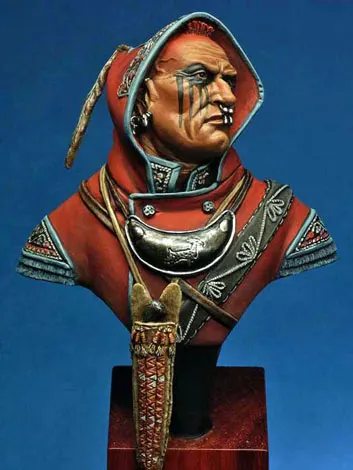 Unpainted Kit  1/ 10 Huron Warrior   soldier  bust  figure Historical  Figure Resin  Kit