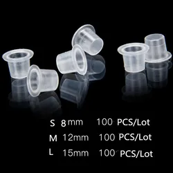 100 PCS Plastic Disposable Microblading Tattoo Ink Cups S/M/L Permanent Makeup Pigment Clear Holder Container Cap