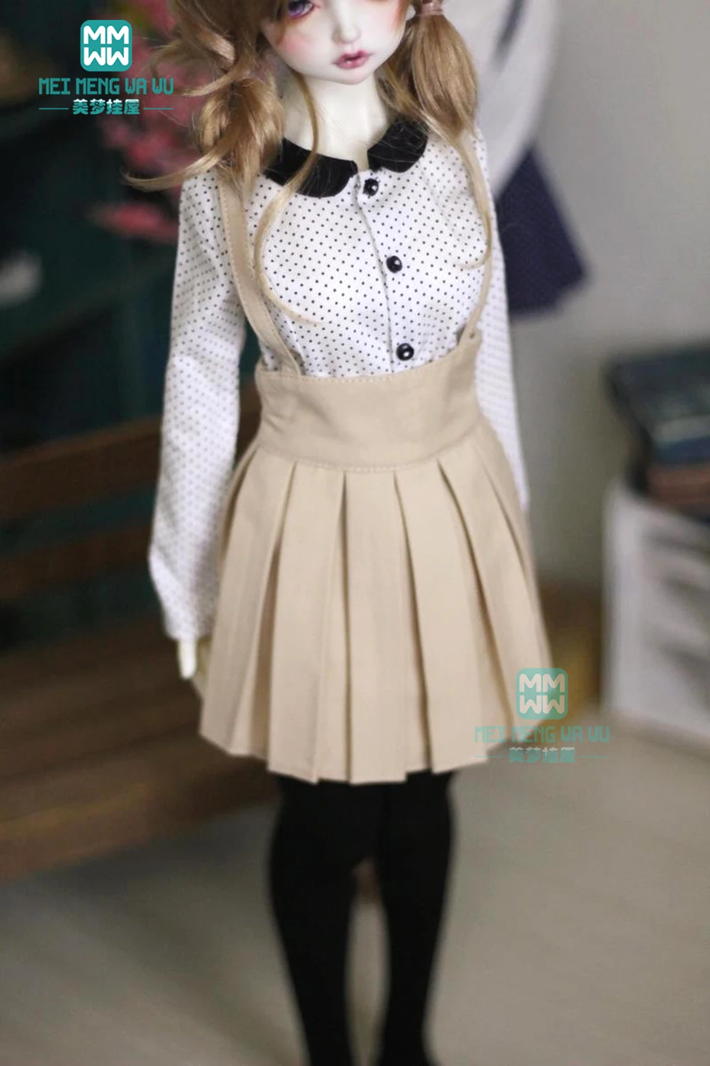 BJD doll clothes for 57cm-60cm 1/3 BJD accessories fashion five-piece shirt, pleated skirt, cardigan, socks, bow  