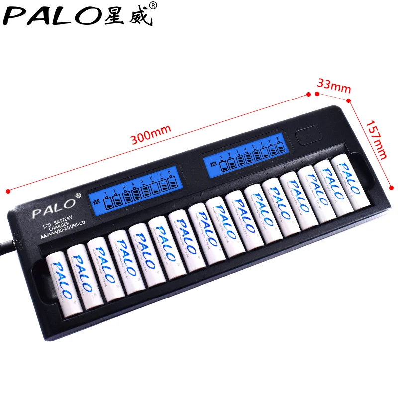 New 16 slots battery sets high quality 16 slots battery charger with lcd display+16pcs AA 1.2V NIMH rechargeable battery bateria