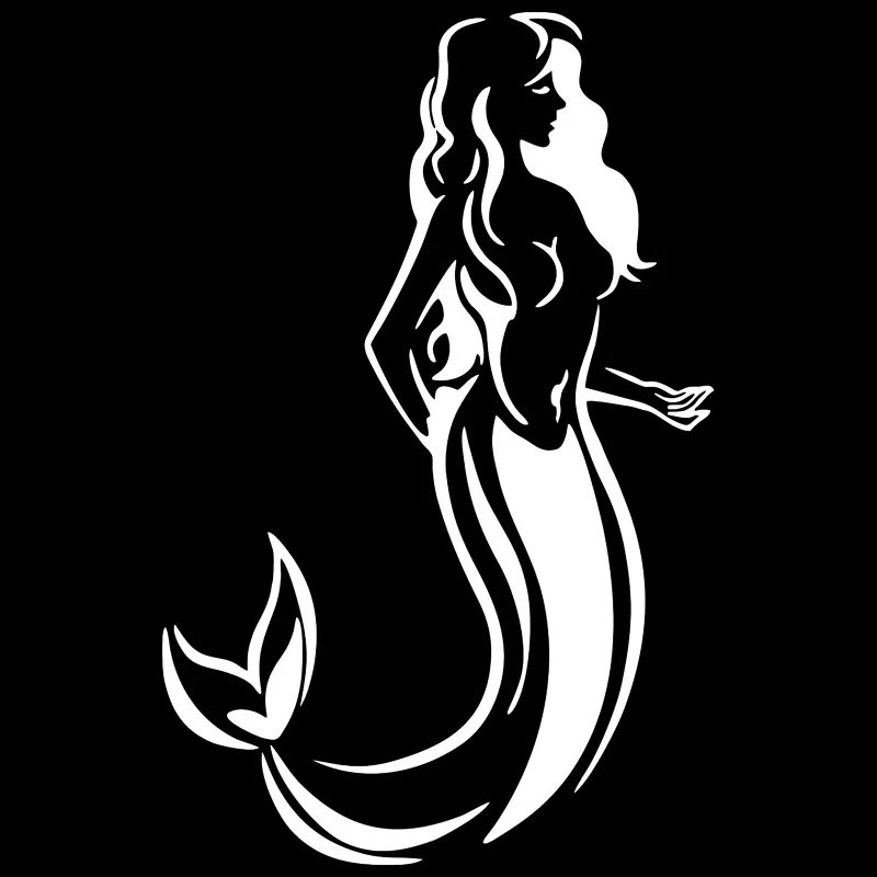 YJZT 11.1CM*17.2CM Vinyl Decal Car Sticker Mermaid Tribal Fantasy Ocean Girl Fish Car Truck Window Decor Black/Silver C24-0727