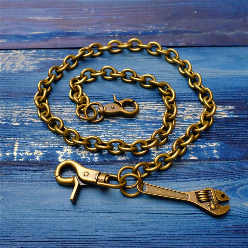 

Men Trousers Pants Wallet Keychain Bronze Wrench Pendant Metal Link Waist Chain Punk Jean Heavy Chain BL75