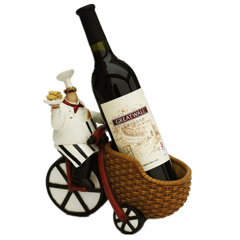 

Creative Resin Chef Wine Rack Craft Figurine Wine Stand Cook Wine Bottle Holder Home Wine Ornament Shelf Racks for Restaurant