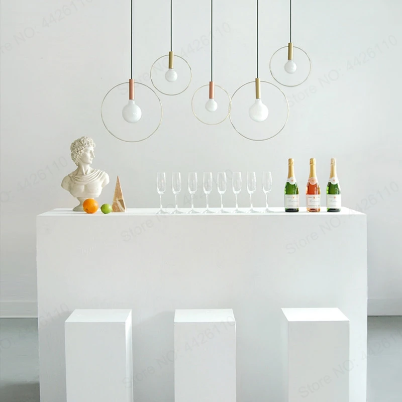 BLUBBLE Vintage Antique Golden Circle Pendant Lights Originality Plated Vacuum Modern Led lamp Bar Counter Hanglamp Simple image 6