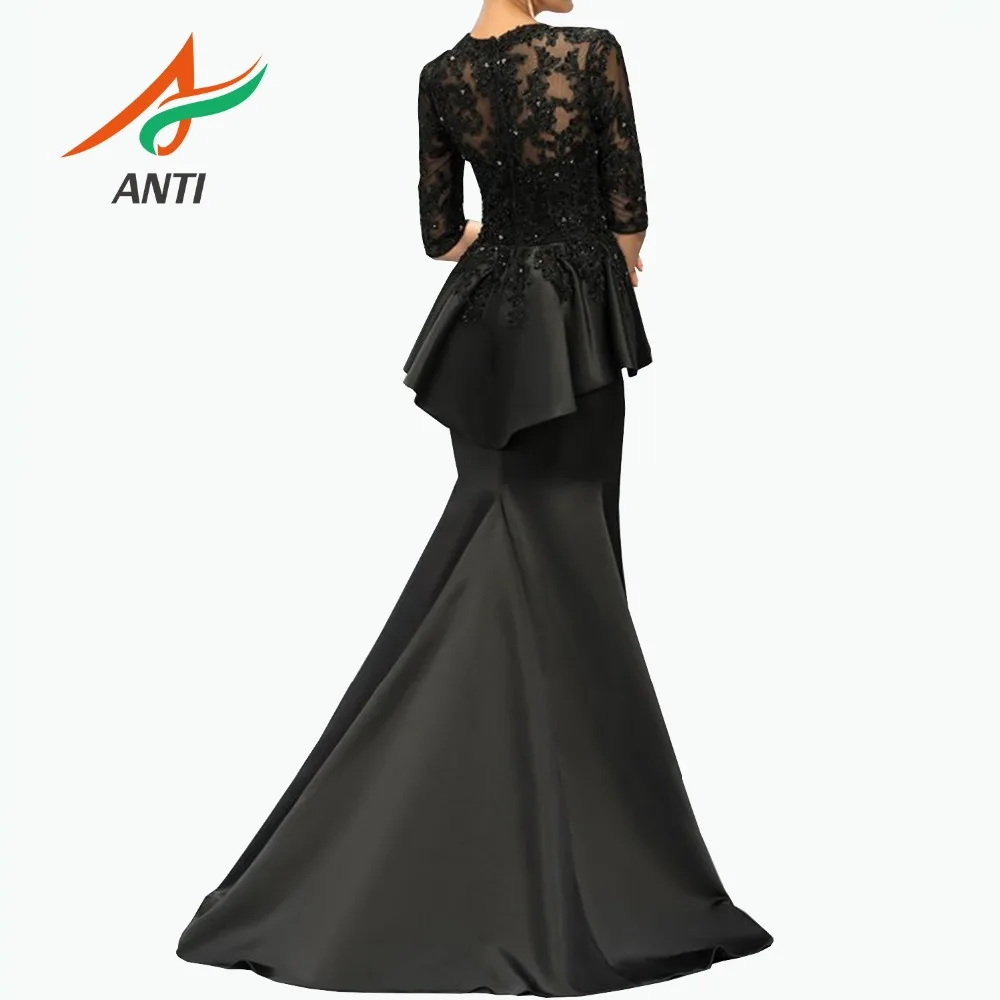 ANTI Elegant Black Half-Sleeve Mother Of The Bride Dress 2019 Mermaid Beading Sequined Crystal vestido de madrinha High Quality