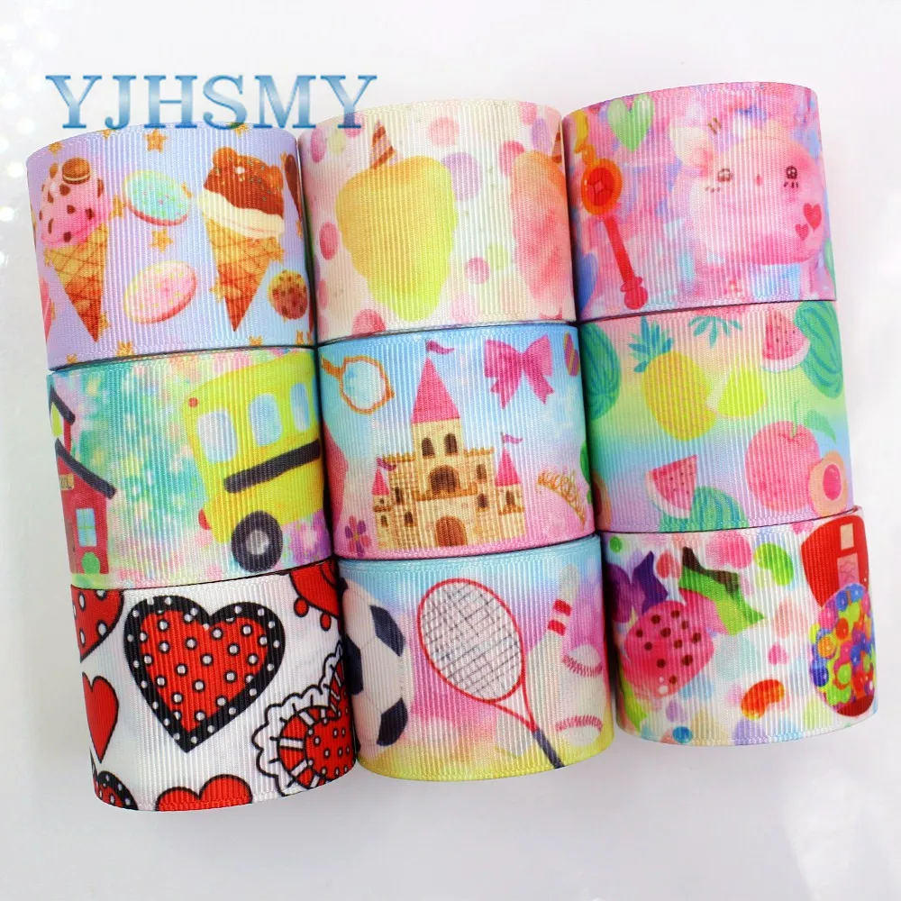 YJHSMY G-18719-654,10 yards 38 mm Cartoon Ribbons Thermal transfer Printed grosgrain Wedding Accessories DIY handmade material