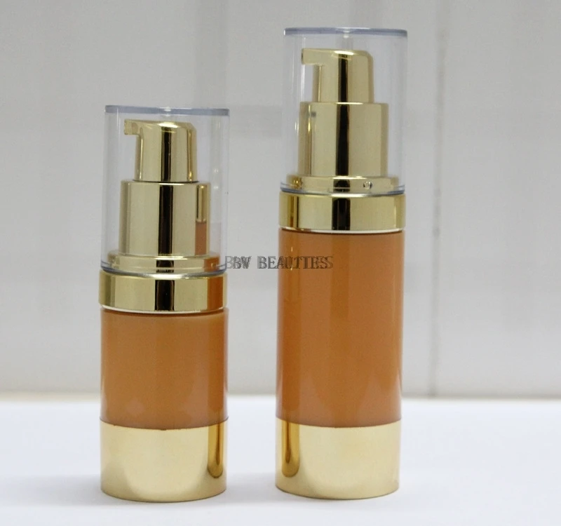 300pcs/lot 15ml 30ml  Traveling Airless Bottle Pump Empty Press Cosmetic Vacuum Orange Color Lotion Bottles