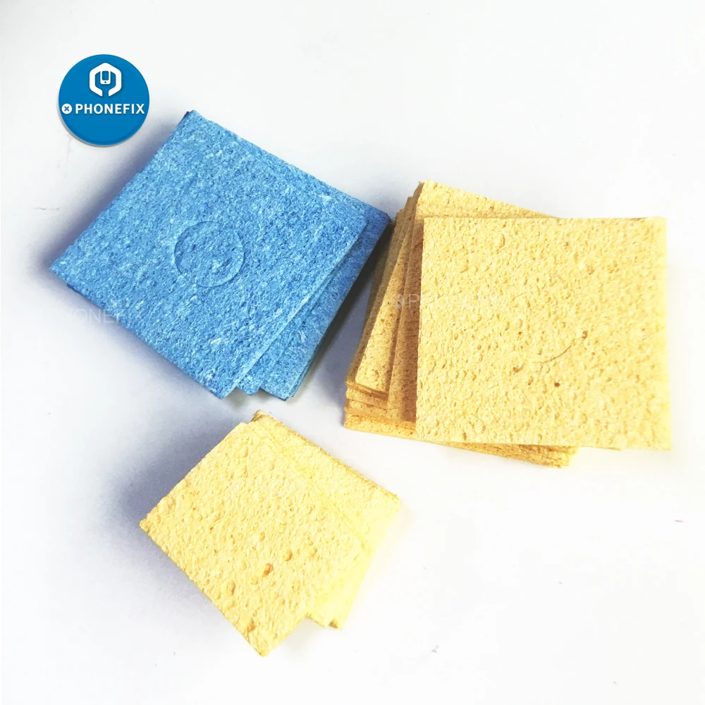 PHONEFIX cuscinetti di pulizia per saldatura a punta per saldatore a spugna per pulizia giallo blu universale per la pulizia di componenti PCB
