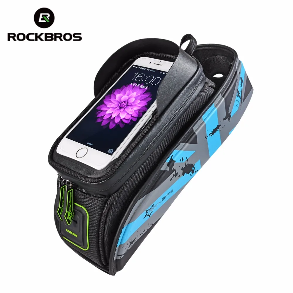 ROCKBROS Bicycle Front Top Tube Bag Cycling Bike Frame Saddle Package For Mobile Phone Waterproof Touchscreen Bike Accessories