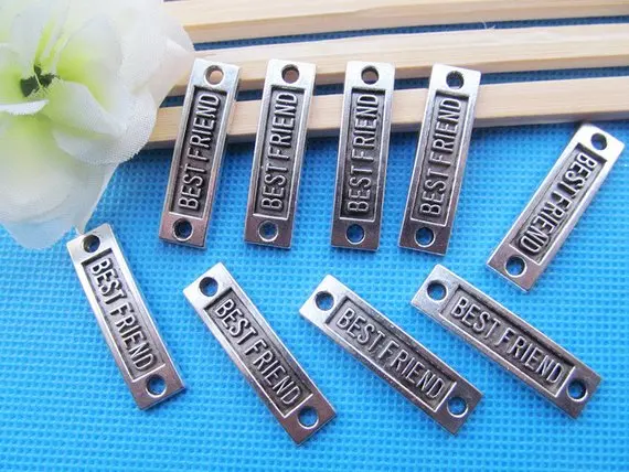 10pcs Antique Silver tone/Antique Bronze Sideway BEST FRIEND Side way Connector Pendant Charm,Bracelet Charm,Necklace Pendant