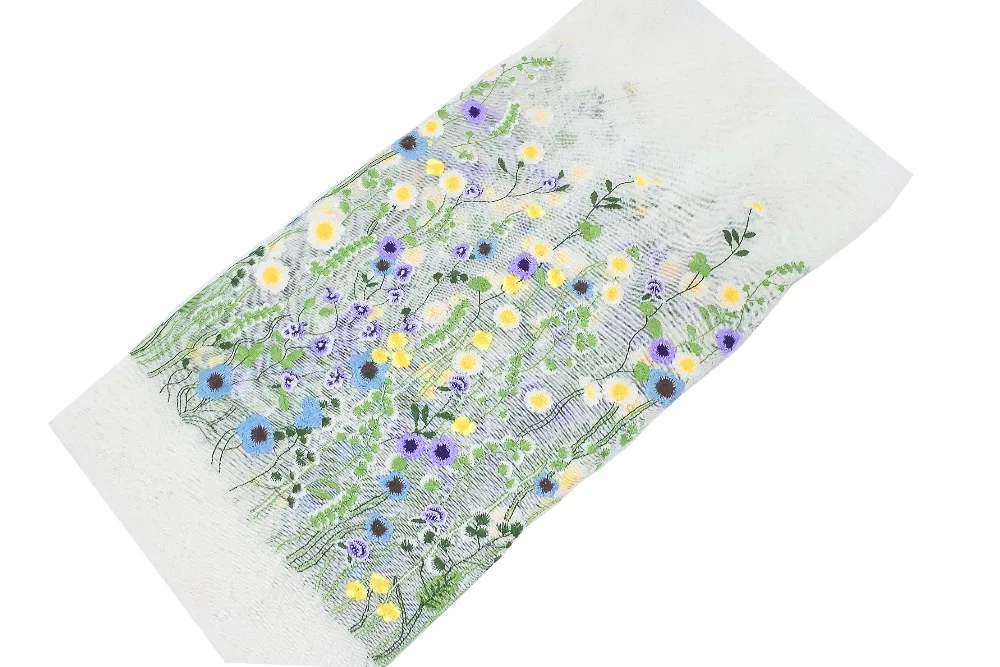 LASUI 2yards/1lot flower embroidery mesh fabric multicolour wide 150cm breathable for DIY handmade accessroies dressQ011#