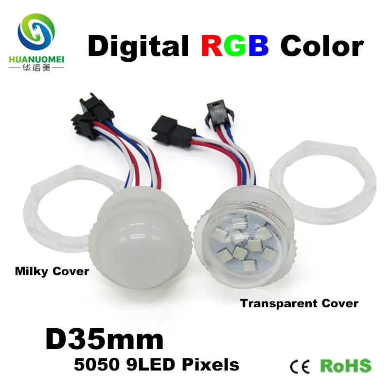 digital 35mm 9LEDs UCS1903 waterproof smart 5050 smd rgb pixel led light lamp addressable module bulb amusement park ride lights