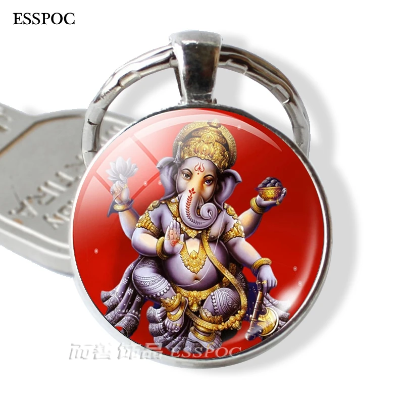 Lord Shiva Key Chain Hinduism Amulet Pendant Religion Jewelry Glass Gem Keychain Car Keyring