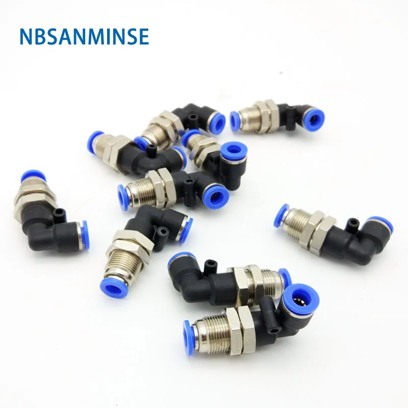 

10Pcs/Lot PLM Bulkhead Union Elbow Pneumatic Air Connector Quick Connecting Tube Fitting NBSANMINSE