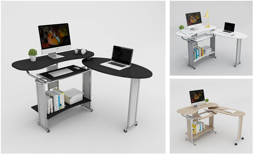 Computer desk.. Double desk corner table table household. Folding mobile environment