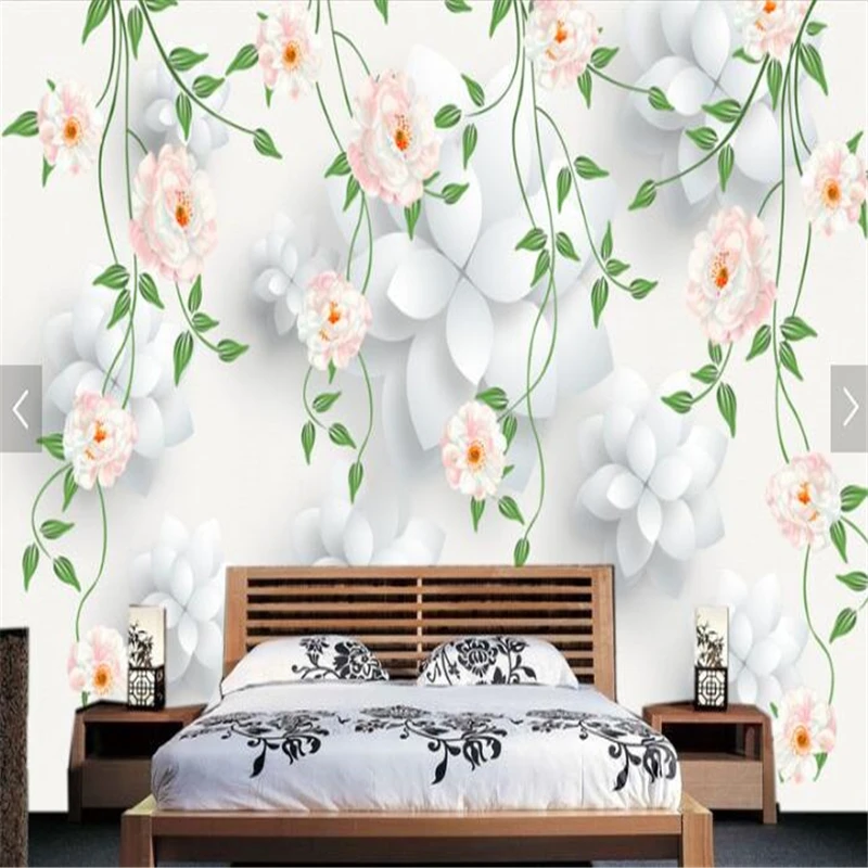 

beibehang Modern fashion European pastoral fresh rose 3d flower vintage background wall murals papel de parede 3d wall paper