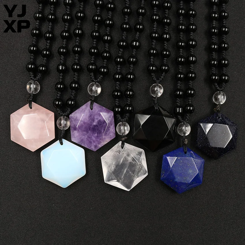 

YJXP Wholesale 10pcs/lot Natural Mixed Stone Crystal Star of David Pendant Handmade DIY Necklace Women Reiki Charm Gift Jewelry