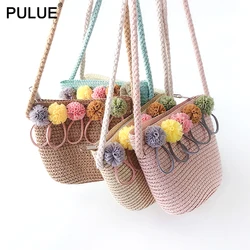 High Quality Handmade Children Shoulder Bag Exquisite Flower Straw Bag Messenger Bag Kids Keys Coin Purse Cute Princess Handbags