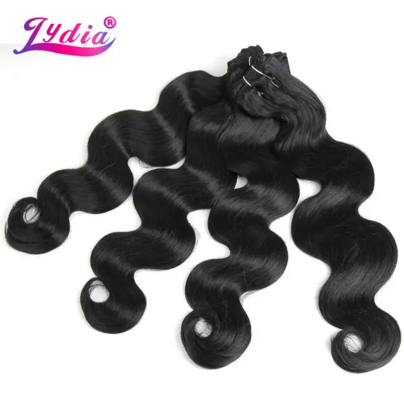 Lydia Yaki Tubuh Gelombang Rambut Ekstensi Tubuh 16 "-26" Warna 4 Pieces/lot Rambut Sintetis Tenun Murni Untuk wanita Rambut Bundel