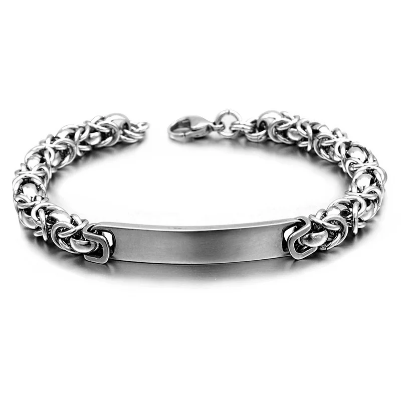 

Stainless Steel Bracelets Men Jewelry Fashion ID Bracelet Byzantine Link Chain 2019 New Style
