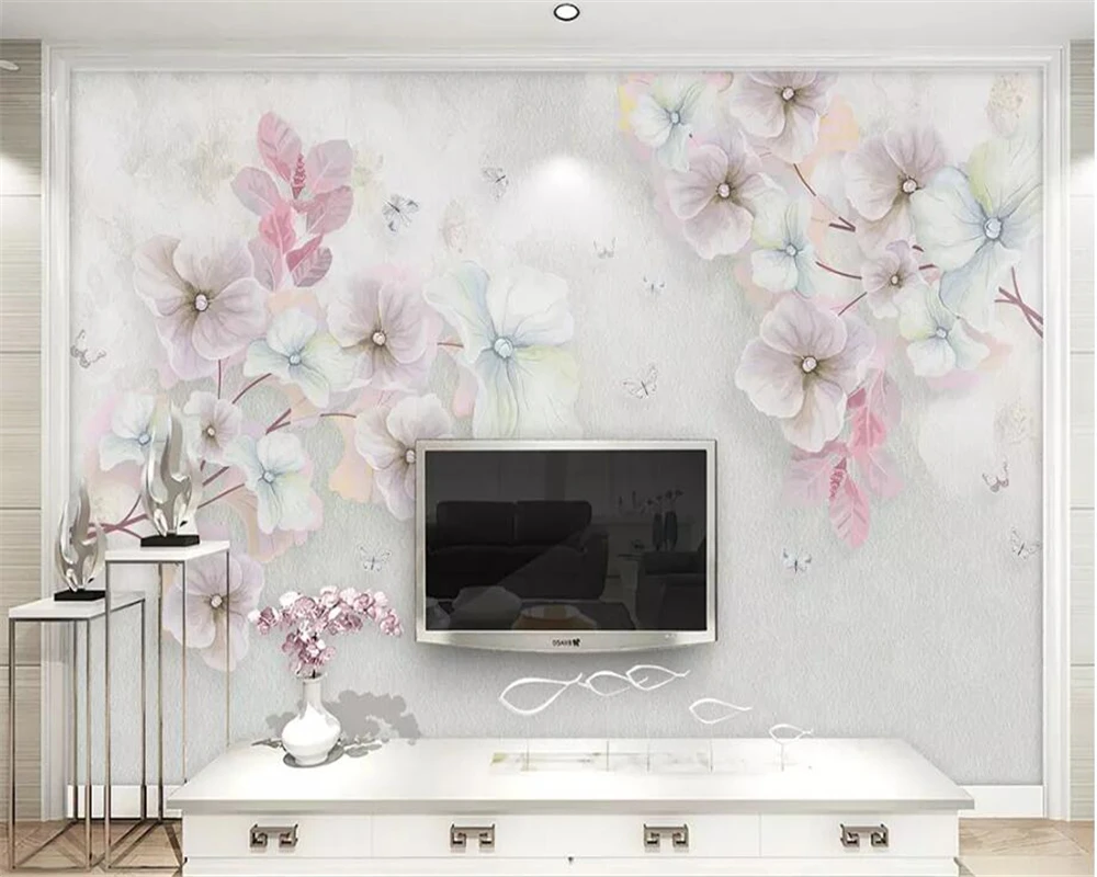 

beibehang Custom 3d wallpaper mural stereo watercolor flower small fresh 3D TV background wall wallpaper for kids room behang