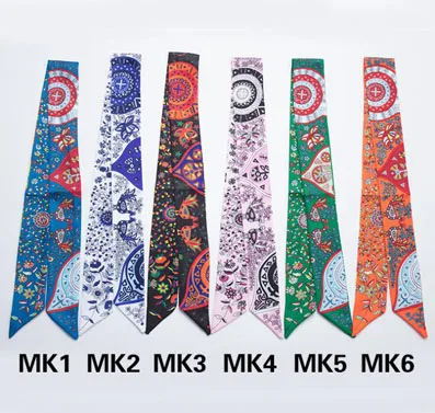 Classic New Print Silk Scarf For Women Scarf Bag Ribbons Fashion Brand Head Scarf Small Long Scarves