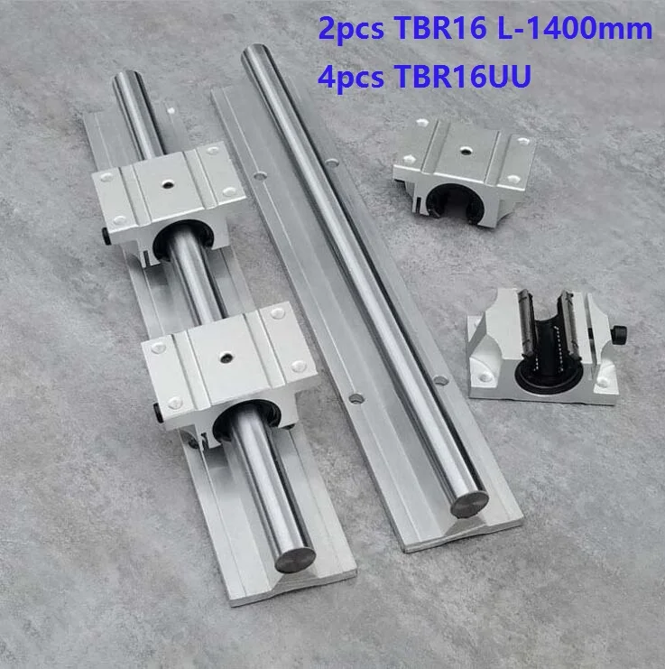 

2pcs TBR16 L-1400mm support rail linear guide + 4pcs TBR16UU linear bearing blocks for CNC router parts