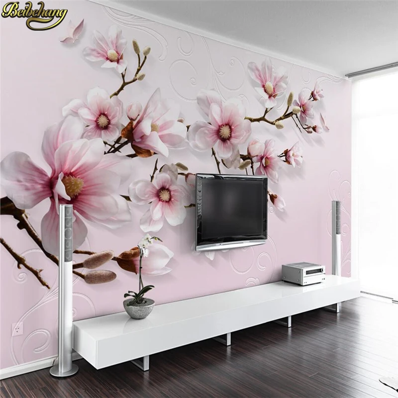 

beibehang Custom Pink lily flower photo wallpaper 3D mural living room bedroom TV background photo murals painting wall paper