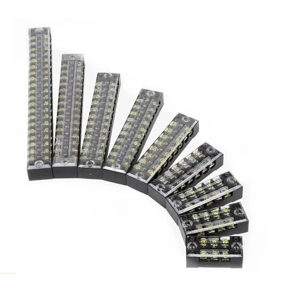 1pc 25A 600V Dual Row Barrier Screw Terminal Block Wire Connector TB Series 3 4 5 6 8 10 12 Positions Ways Factory Wholesale