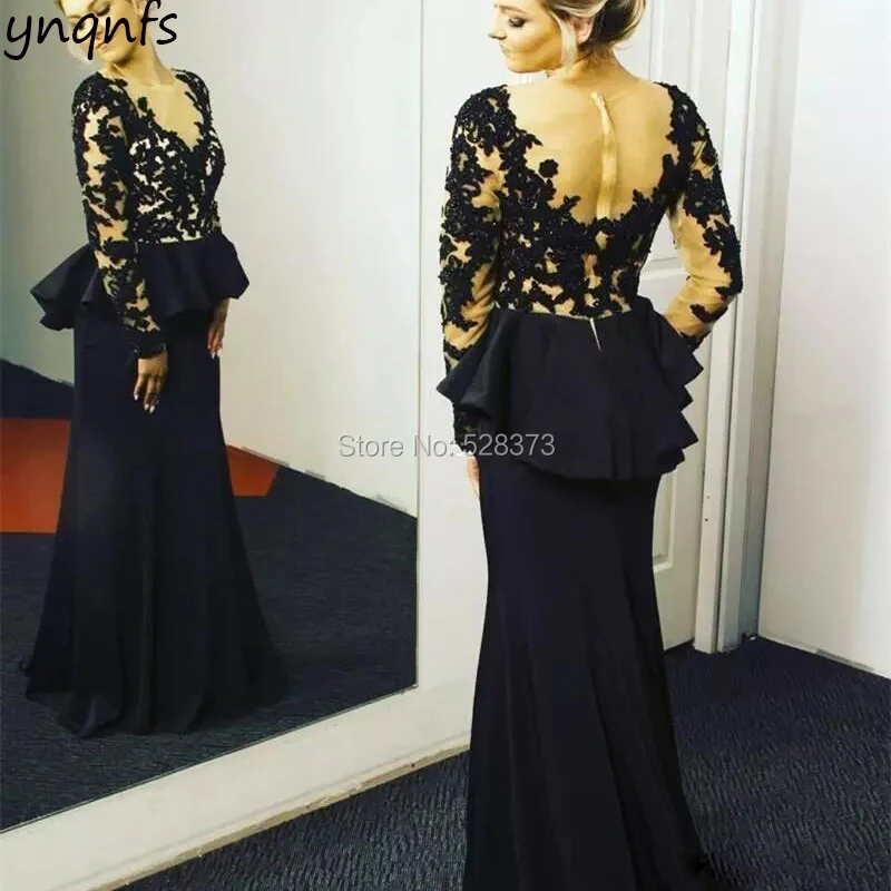 

YNQNFS MD154 Elegant Mother of the Bride/Groom Dresses Outfits Mermaid Long Sleeves V Neck Formal Dresses 2019