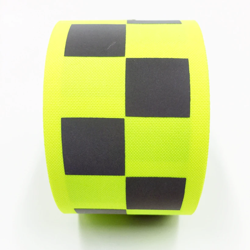 Roadstar Reflective Oxford Webbing Fluorescent Yellow/Fluorescent Orange Warning Tape with Small Square for Safety Clothes