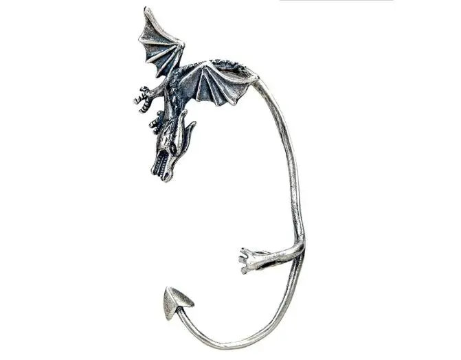 New Gothic 100% Genuine 925 Sterling Silver Ear Cuff Twine Dragon Clip Earrings Allergy Free Punk Personality Jewelry