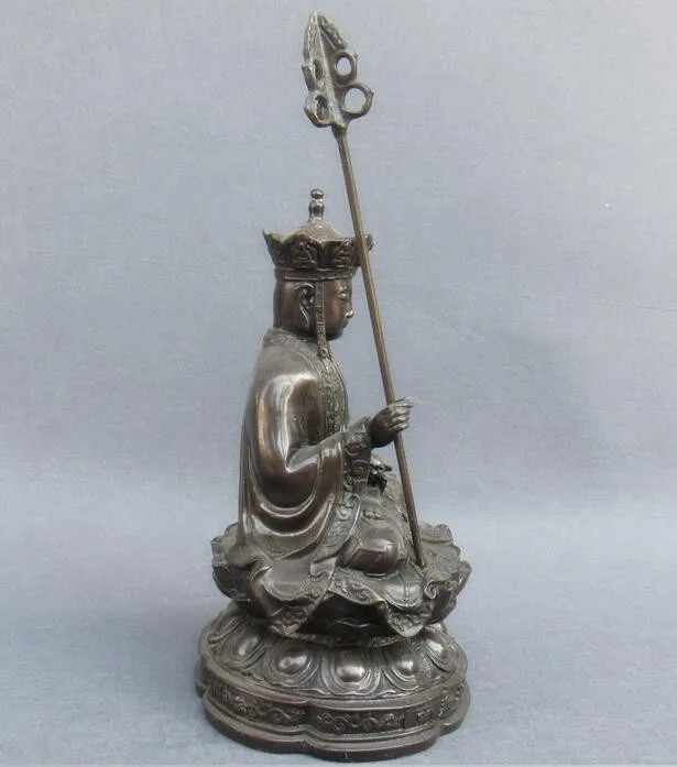 China collection fine workmanship brass Ksitigarbha bodhisattva purple Buddha statue