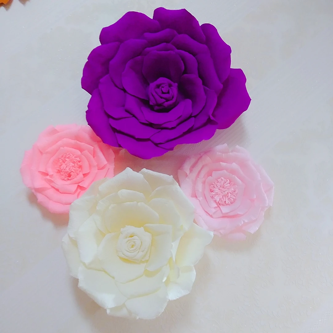 4 Piece Assorted Crepe Paper Flower Set Gallery Wall Decor Nursery Decor Girl's Room Decor Floral Nursery Decor