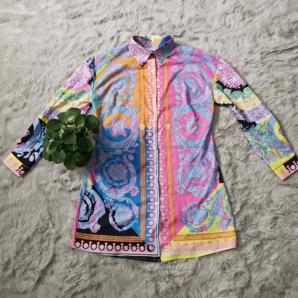 Áo Sơ Mi Mới Paisley Vintage In Chuyển Xuống Cổ Đầm Maxi Áo Và Áo Sơ Mi Thời Trang Trên Đầu Gối Đầm Bộ Trang Phục