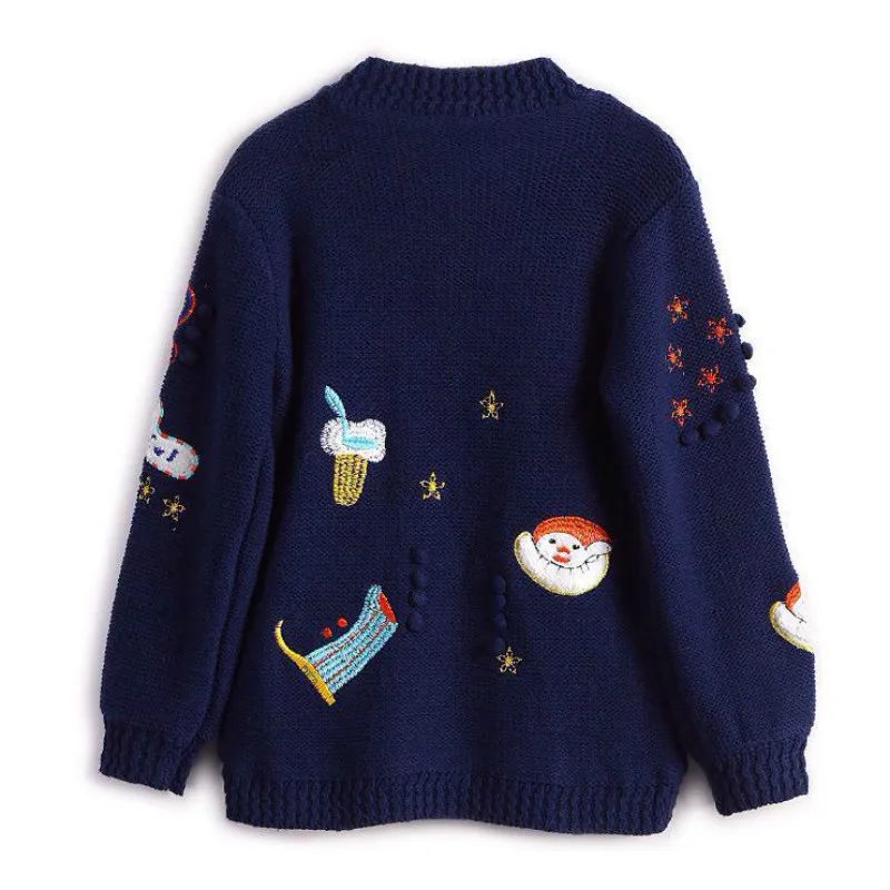 Autumn Winter Women Cardigans Sweaters Luxury Brand Design Knitted Christmas Sweater High Quality Cartoon Embroidery Cardigans