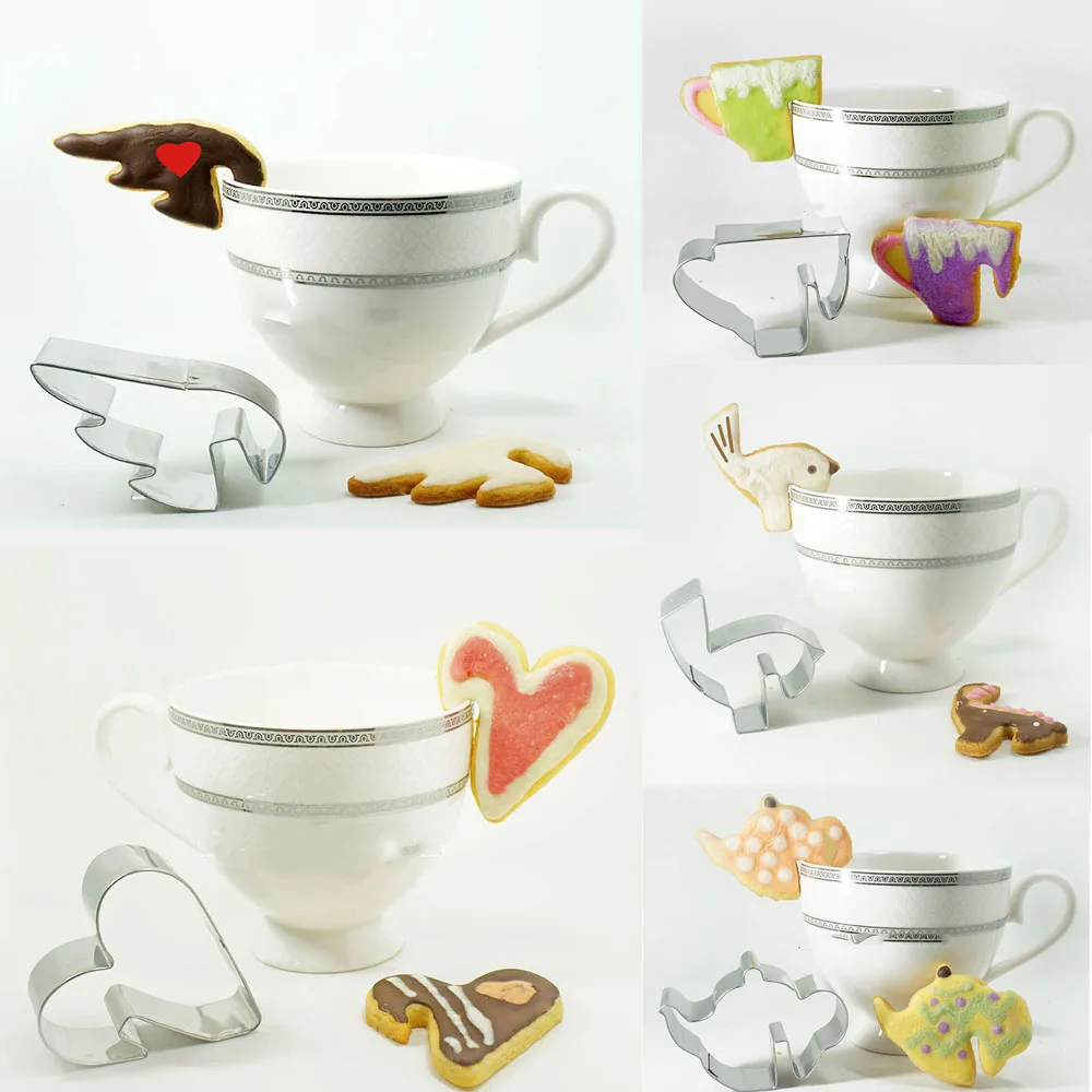 

1pcs Love Angel wings bird cup teapot Hanging cup biscuit mold metal cookie cutters decoration gateau reposteria patisserie