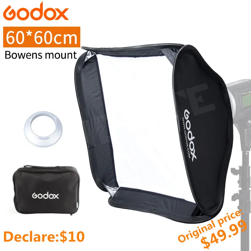 

Godox 60x60 cm Softbox with Bowens Holder + Front Diffuser + Carry Bag for Camera Photo Studio Flash Light 60*60 Soft box