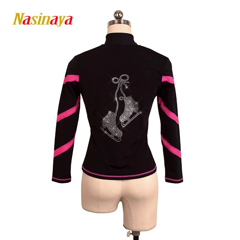 Figure Skating Suit Zipper Top Girl Training Patinaje Skating Gymnastics Embroidery Suit