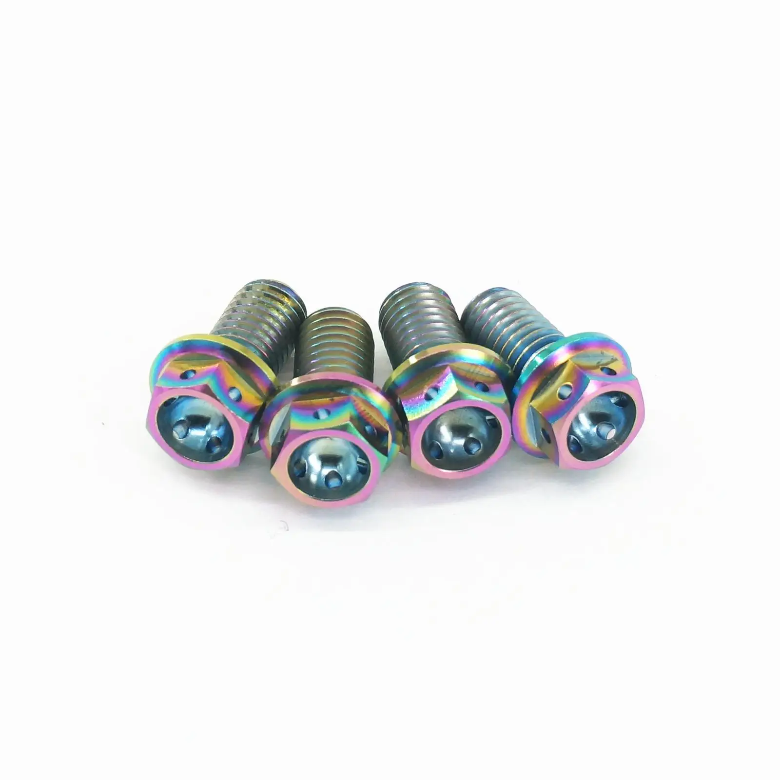 

LOT 4 M8x1.25x15mm Rainbow GR5 Titanium Motorcycle Flange Screw Bolts Hex Concave Head Hollow