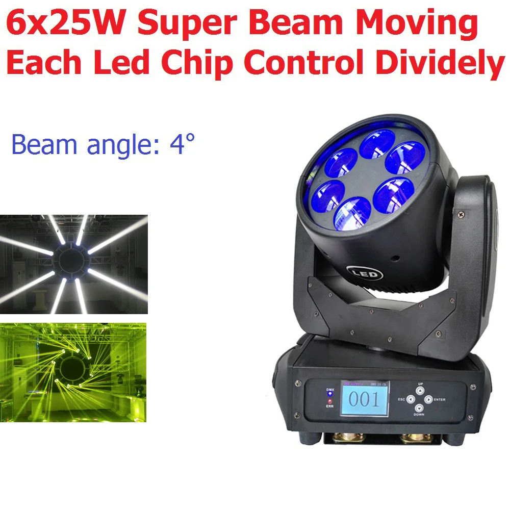 

New 6X25W Beam Moving Head Super Beam LED Moving Head Light Dj Decorations Wedding Stage Lighting Effect Disco Lights Club Party