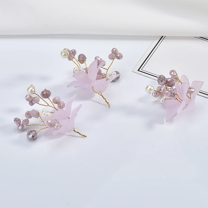 Wrap copper wire around any shape crystal beads branches flowers earrings brooch hair hairpin accessories DIY handmade