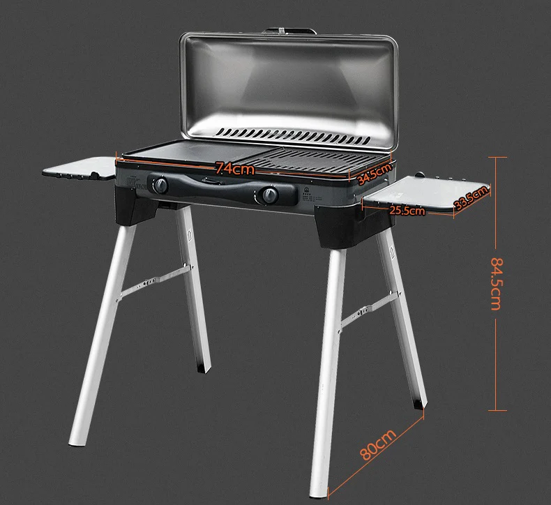 Gas Barbecue Grill Stainless Steel Outdoor Portable BBQ Grill Courtyard Liquefied Gas Multi-function Grill Box